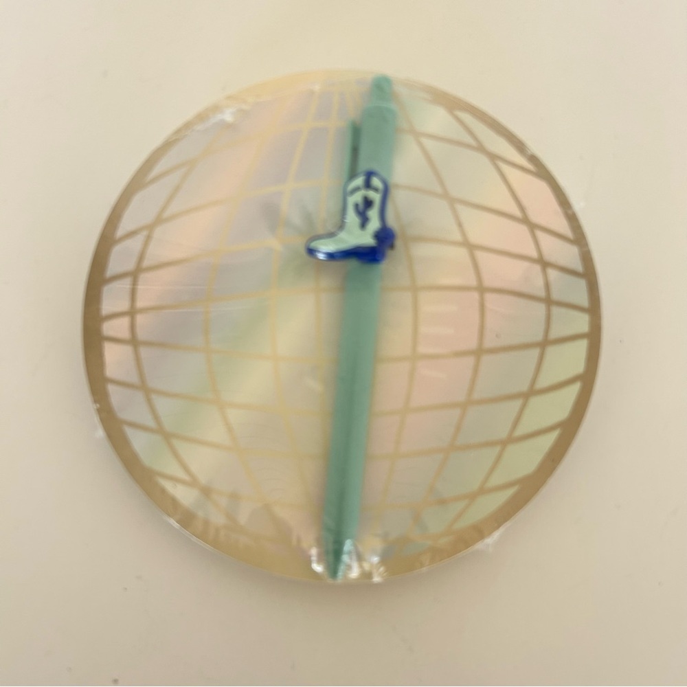 Iridescent Globe Notepad with Blue Pen NWT